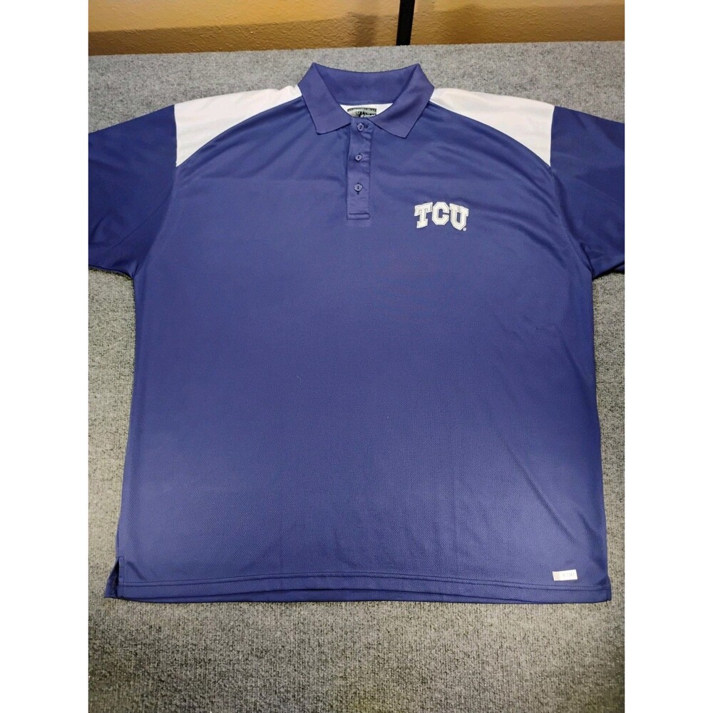 TCU Horned Frogs Majestic Men's 3XL Purple White Short Sleeve Polo Shirt NCAA
